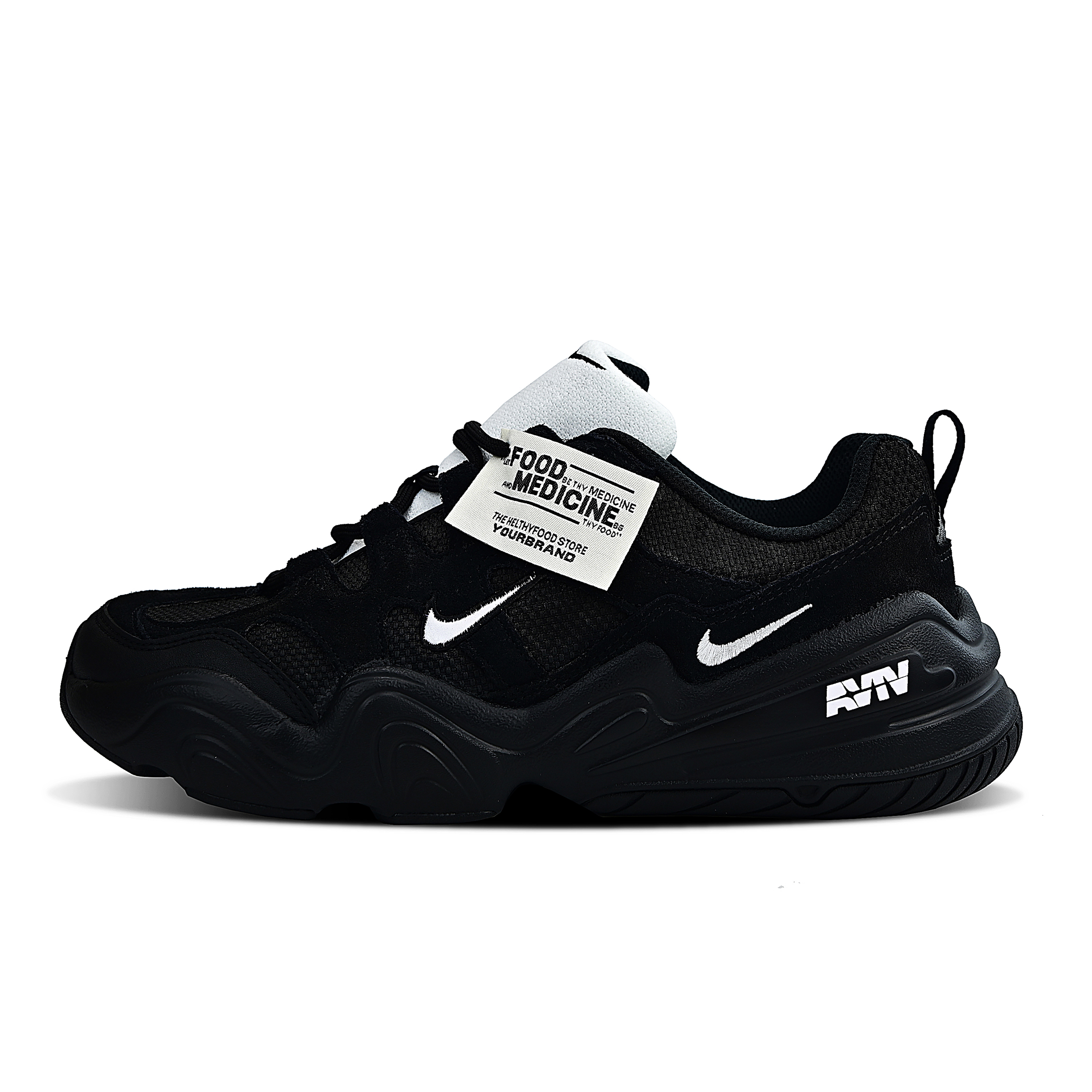 Nike Низкие кроссовки Tech Hera Tag Marker 2 с защитой от истирания, массивные, унисекс, черно-белые