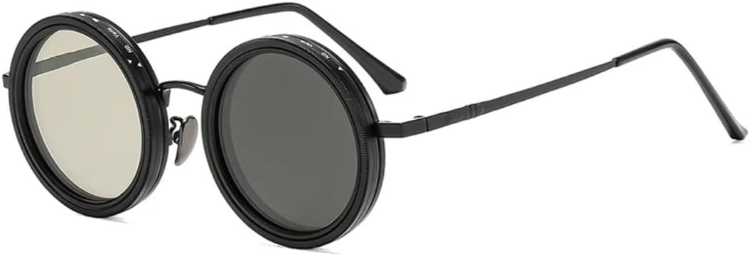 

Ретро круглые панк-солнцезащитные очки для мужчин и женщин для занятий спортом на открытом воздухе, защита от УФ-излучения UV400, регулируемые солнцезащитные очки с затемнением TVTBBVV, Black-6