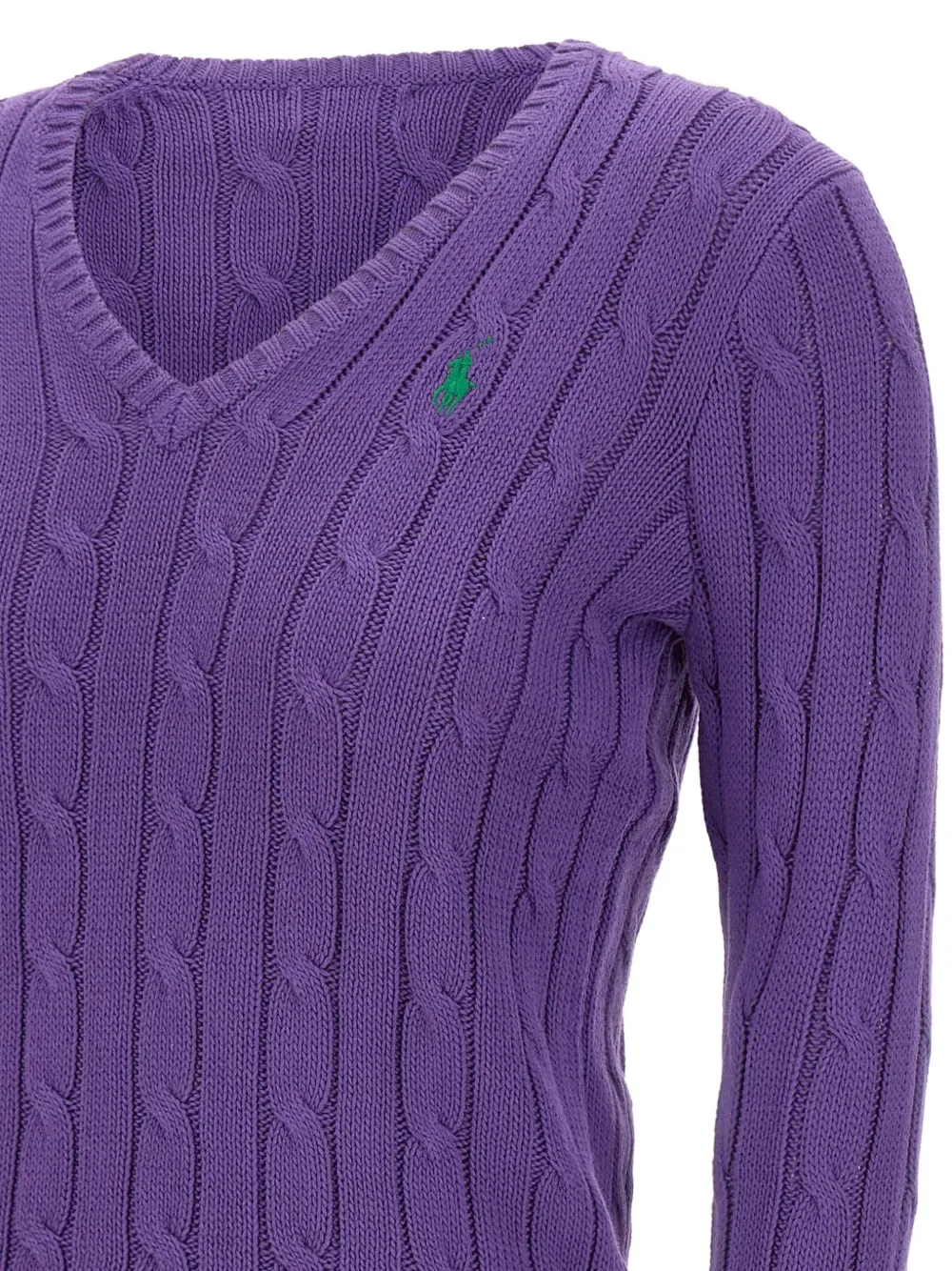 Вязаный свитер с V-образным вырезом POLO RALPH LAUREN, фиолетовый — фото 4