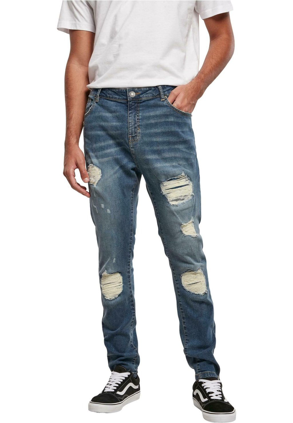 

Джинсы зауженного кроя Urban Classics HEAVY DESTROYED SLIM FIT JEANS, цвет Blue Heavy Destroyed Washed