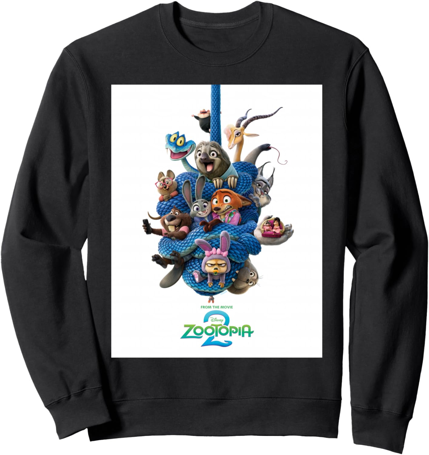 

Официальный постер мультфильма «Зверополис 2» от Disney, толстовка с изображением Гари Де'Снейка и персонажа Тэнгл, черный