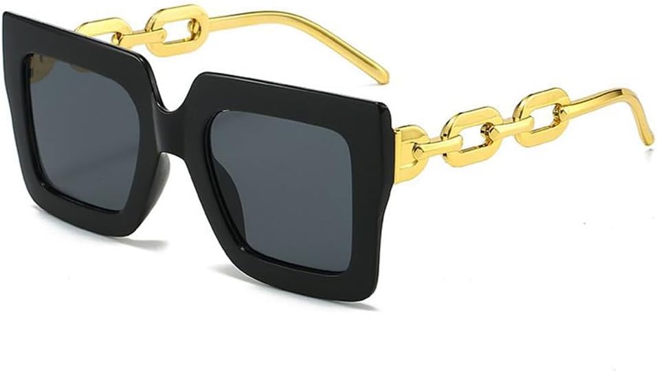 

Солнцезащитные очки в стиле ретро с цепочкой для мужчин и женщин, модные солнцезащитные очки в маленькой оправе с многоугольными линзами, винтажные металлические солнцезащитные очки TYUVIVO, Black