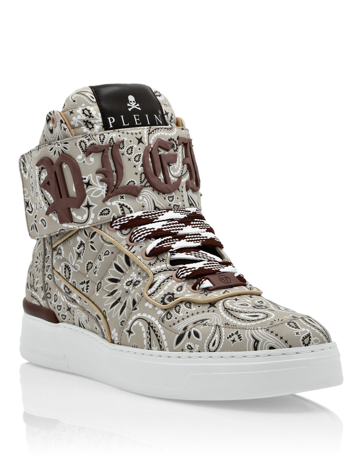 

Высокие кроссовки с узором пейсли Philipp Plein, бежевый