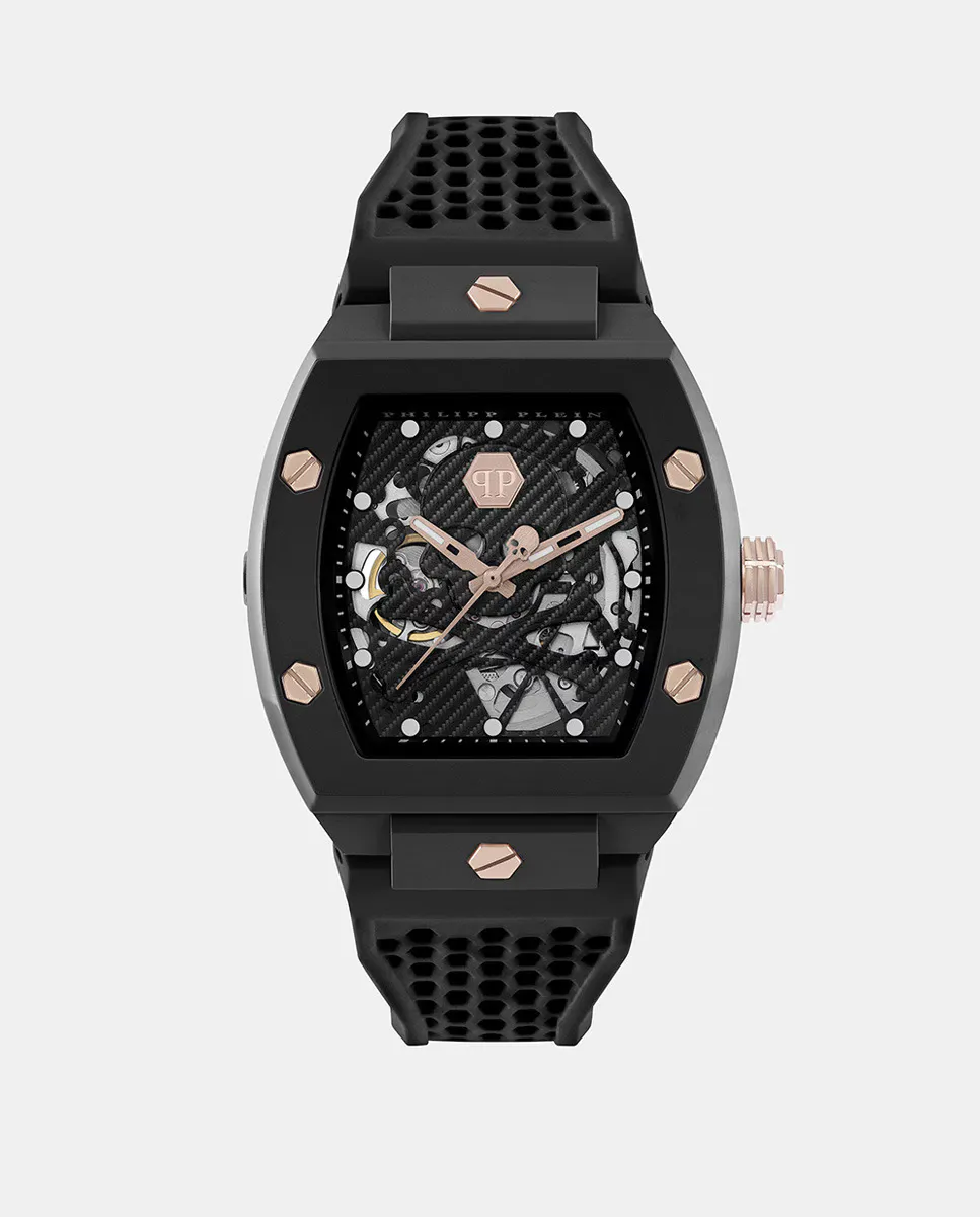 

Автоматические силиконовые черные мужские часы Skeleton Eco Ceramic PWVBA0523 Philipp Plein