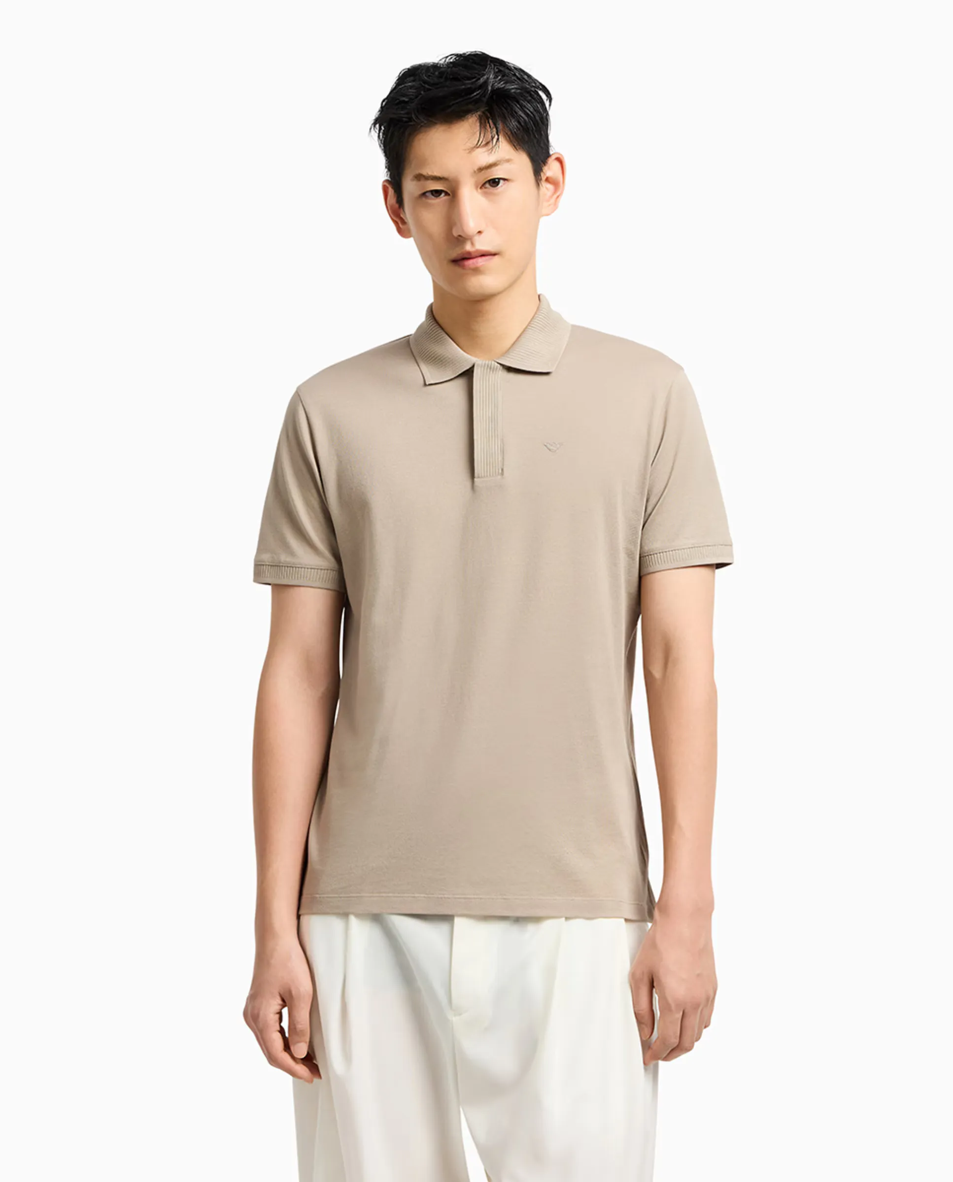 

Мужская поло с коротким рукавом, классический крой Emporio Armani, цвет Topo