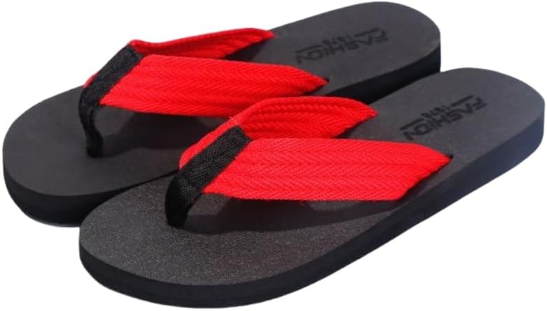 

Мужские шлепанцы с плоской резиновой подошвой, верх из ткани, модные, повседневные и легкие, подходят для использования в помещении и на улице весной и летом, а также для пляжа Hoalox, красный