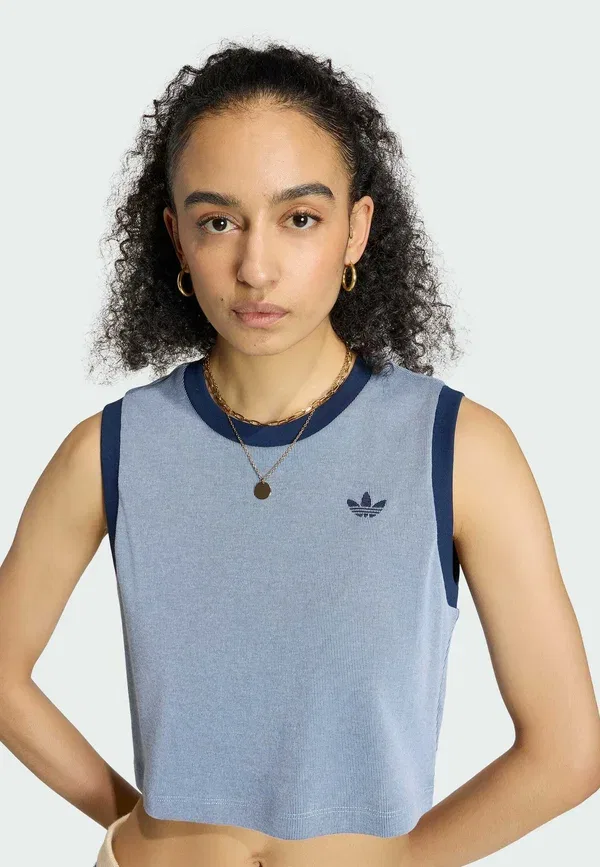Топ-майка Adidas Originals Heather, ночной индиго-синий — фото 4