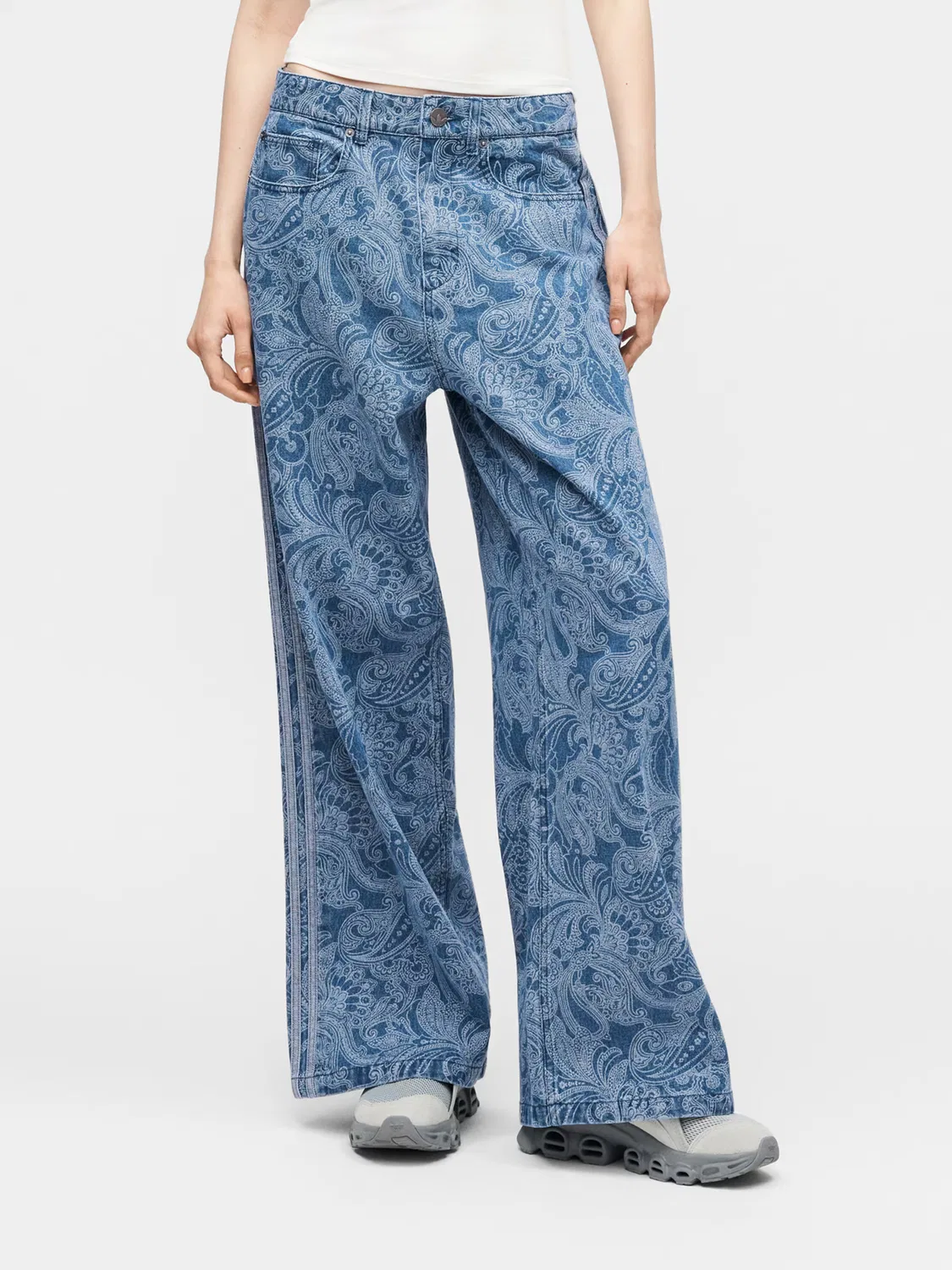Джинсы Adidas Originals свободного кроя Liberty London Firebird синего цвета — фото 2
