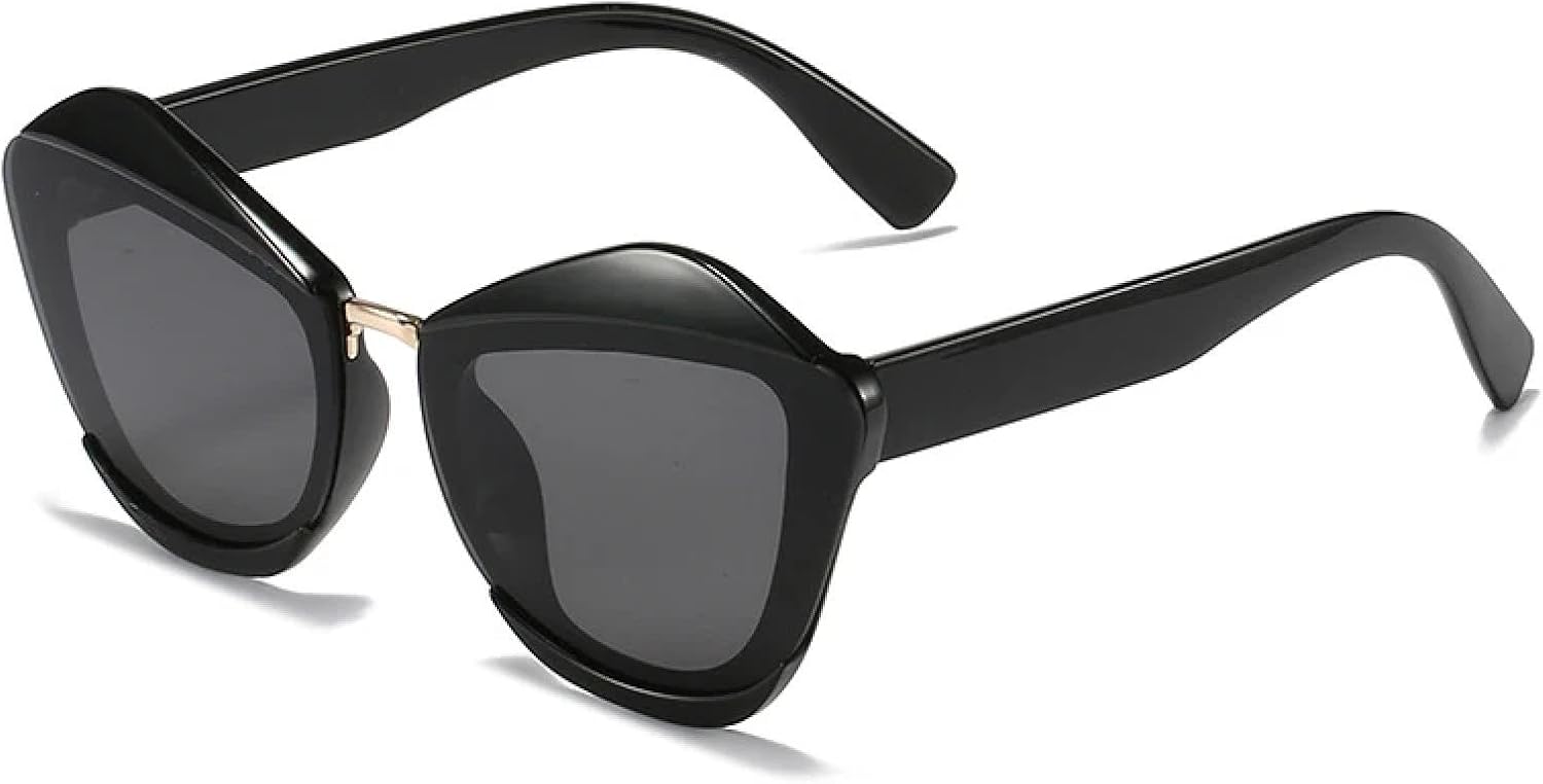 

Модные ретро-солнцезащитные очки «кошачий глаз» для женщин и мужчин, трендовые роскошные солнцезащитные очки для путешествий и вождения, защита от УФ-излучения UV400 TKKTLLT, Black Gray