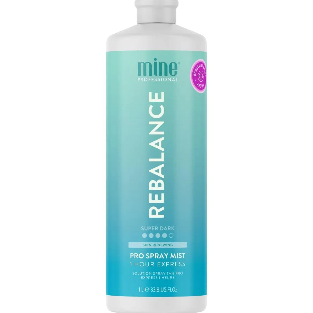 MineTan Spray Tan Solution Rebalance - спрей для автозагара для темного бронзового оттенка, быстросохнущий, экспресс-загар за 1 час, увлажняющий, профессиональная формула, vegan, 1000 мл Minetan Body.Skin, Very Dark