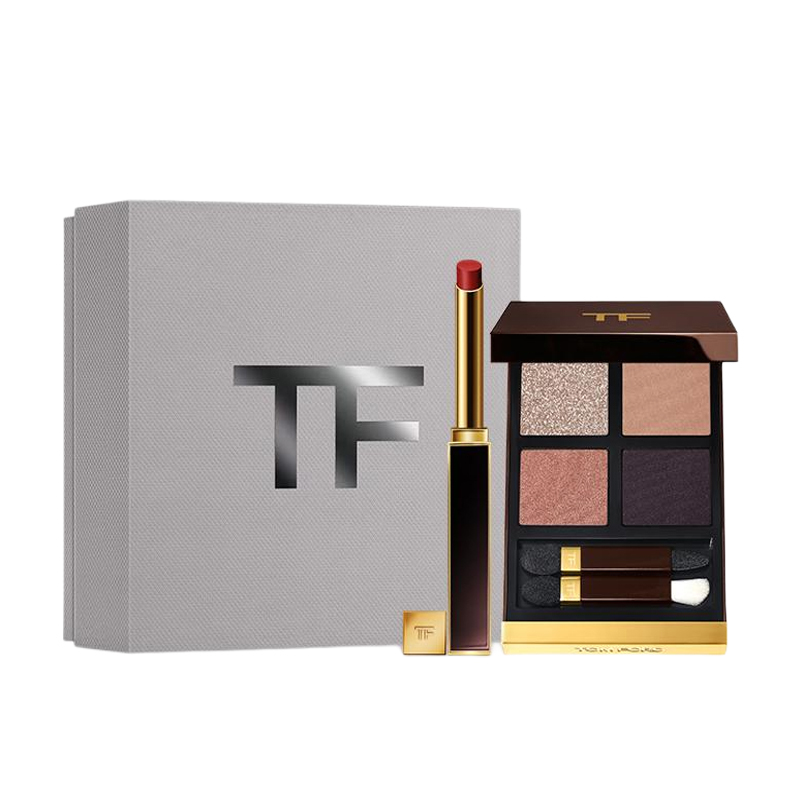 

Набор для макияжа TF Ultra Fine с четырьмя цветами помады и теней для век, легко растушевывается, натуральный, 10 г + 0,9 г TOM FORD
