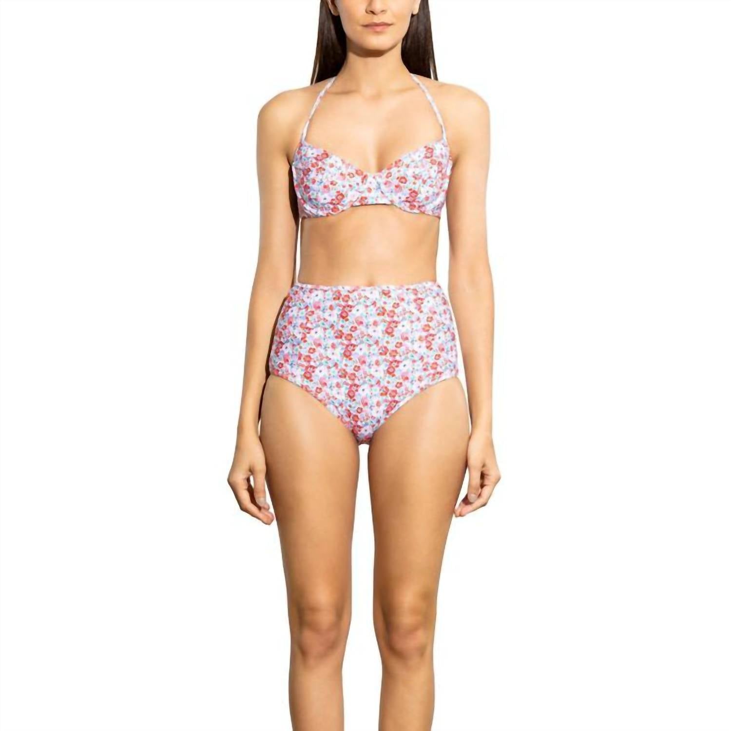 

Плавки бикини с высокой талией Ditzy Blossom в цвете Magenta Multi Shoshanna