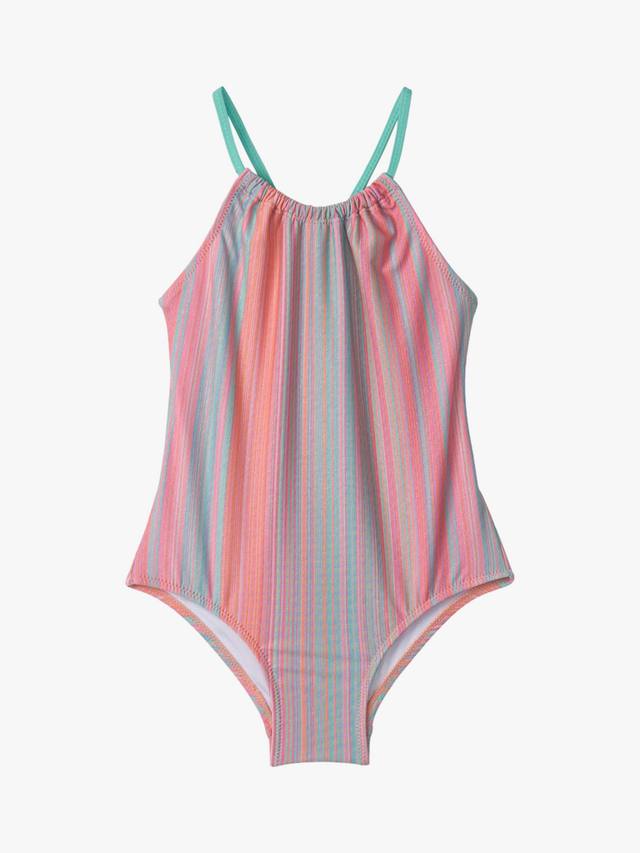 

Детский купальник с мерцающими полосками и сборкой спереди Hatley, Pink