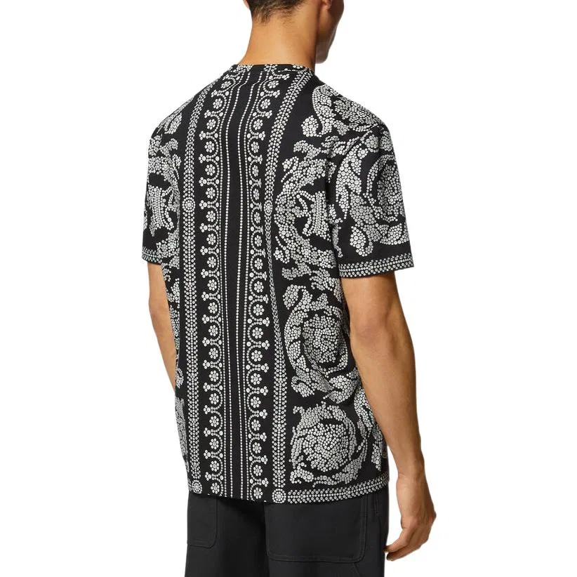 Футболка с принтом Barocco из органического хлопка Versace Black — фото 4