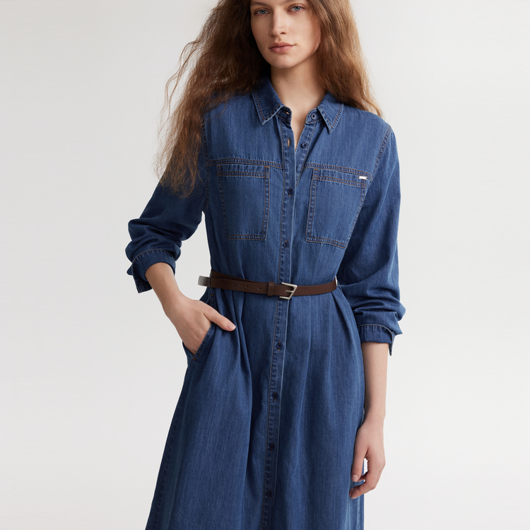 

ELLE Платье с длинным рукавом Women's Denim Blue
