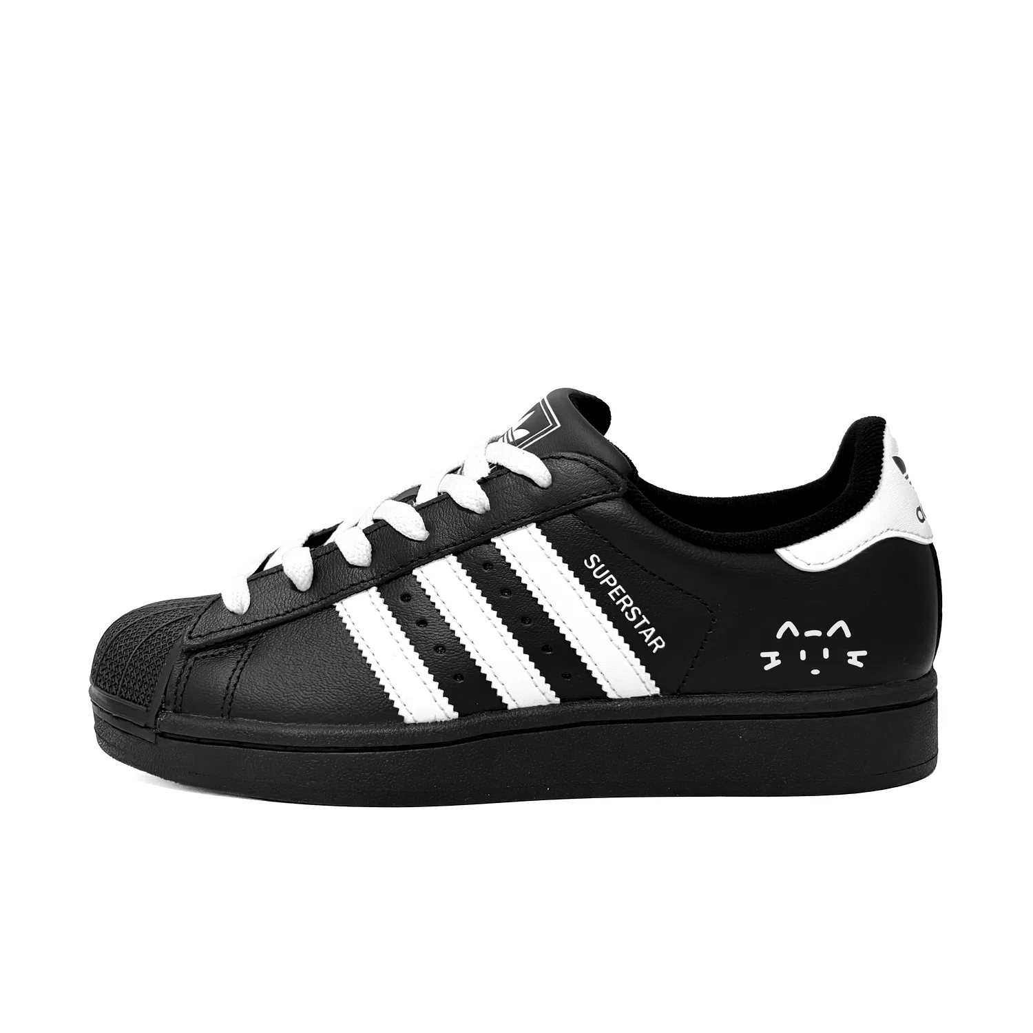 Кроссовки для скейтбординга Superstar 2 Leather Low top Kids' Skateboarding Shoes Black Teenagers Adidas Originals