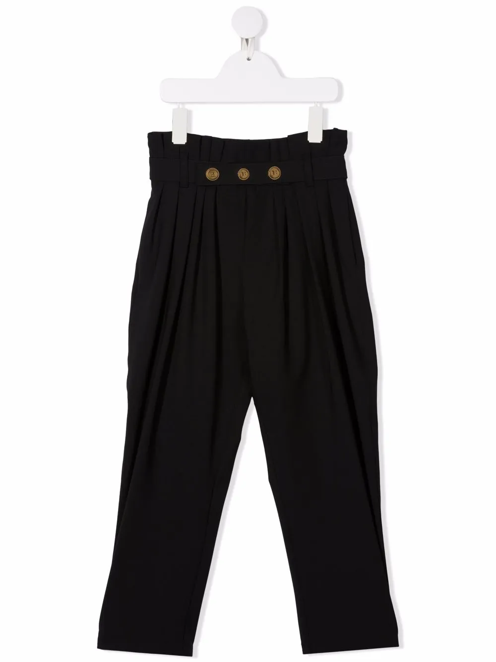 

Брюки с поясом и складками Balmain Kids, черный