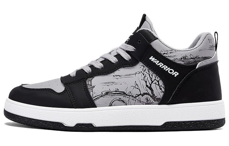 

Верхние скейтерские кроссовки Warrior Mid мужские серо-черные