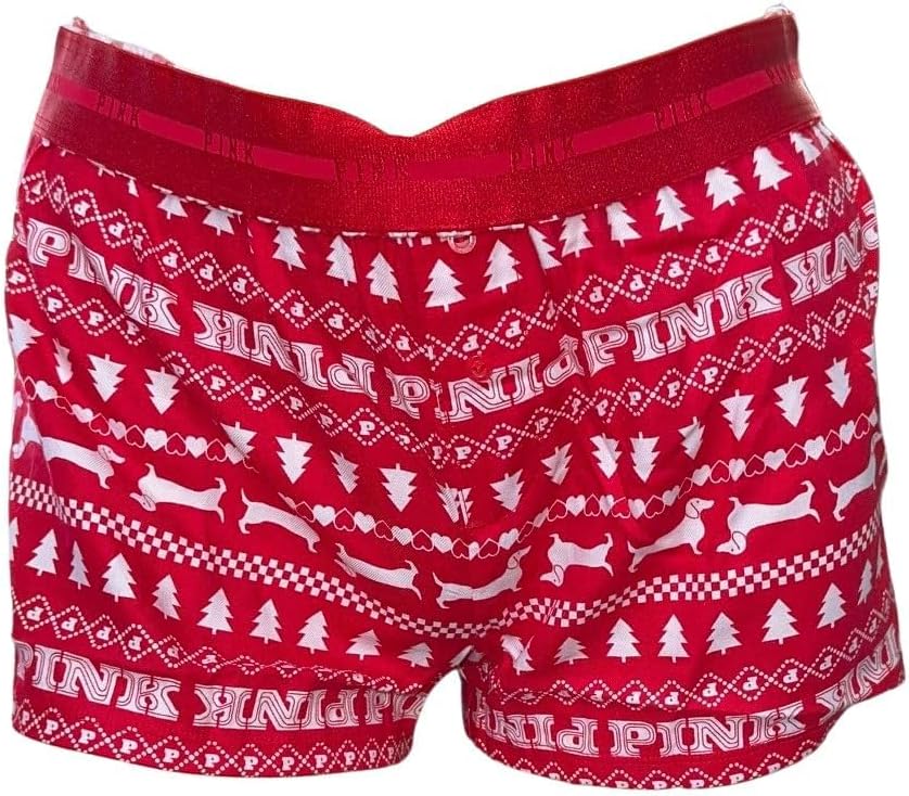 Пижама Victoria's Secret розовая фланелевая, свободная, короткая, цвет красный, с рождественским принтом, новинка, Red Christmas Print — фото 4
