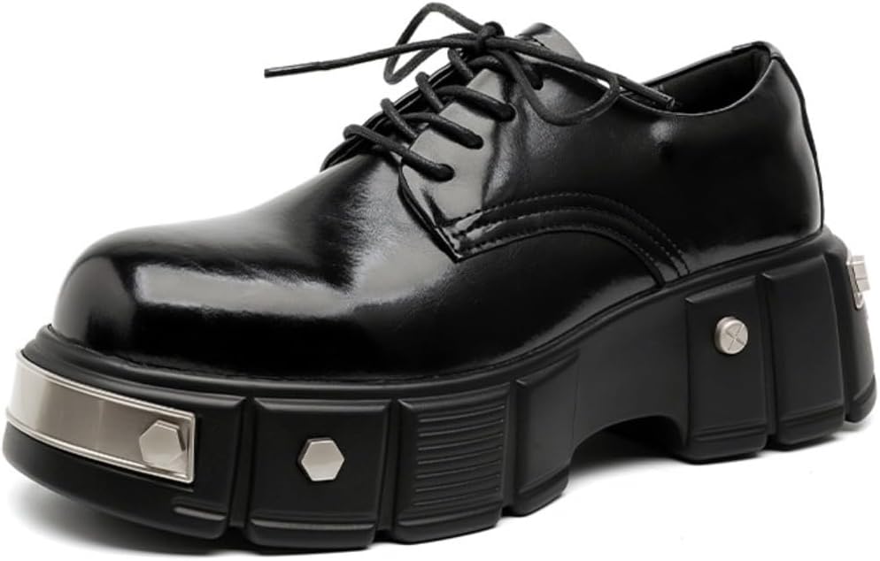 

Мужские дерби на платформе в стиле Y2K Punk из искусственной кожи PU с толстой подошвой, металлическими элементами, кроссовки уличного стиля для клуба и вечеринок, модное смелое персонализированное оформление Zixcplaz, черный