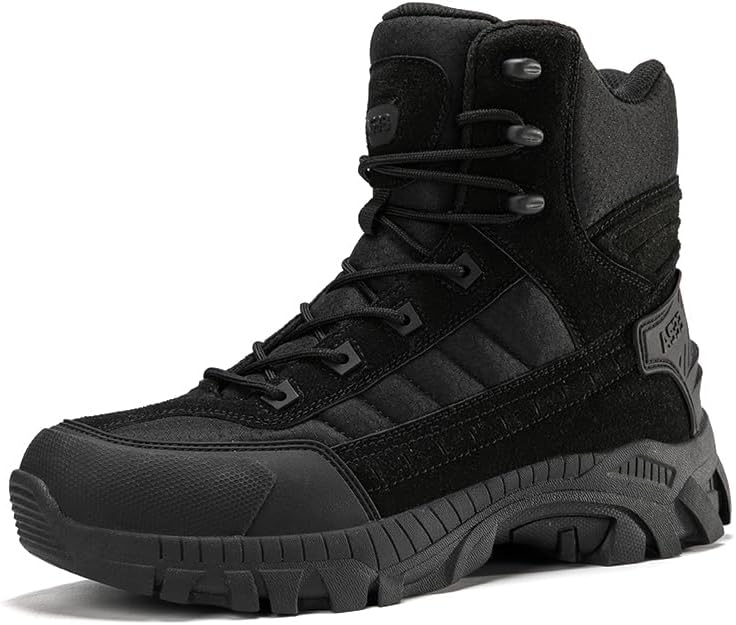 

Мужские военные тактические ботинки 20 см Легкие безопасные ботинки с боковой молнией Джунгли ботинки Ботинки для боя Пустынные ботинки Ботинки для походов Senlongbao, черный