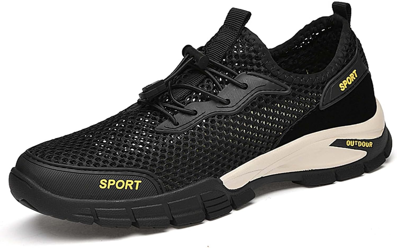 

Мужские повседневные сетчатые кроссовки для ходьбы, легкие дышащие туристические, износостойкие и противоскользящие Generic, черный