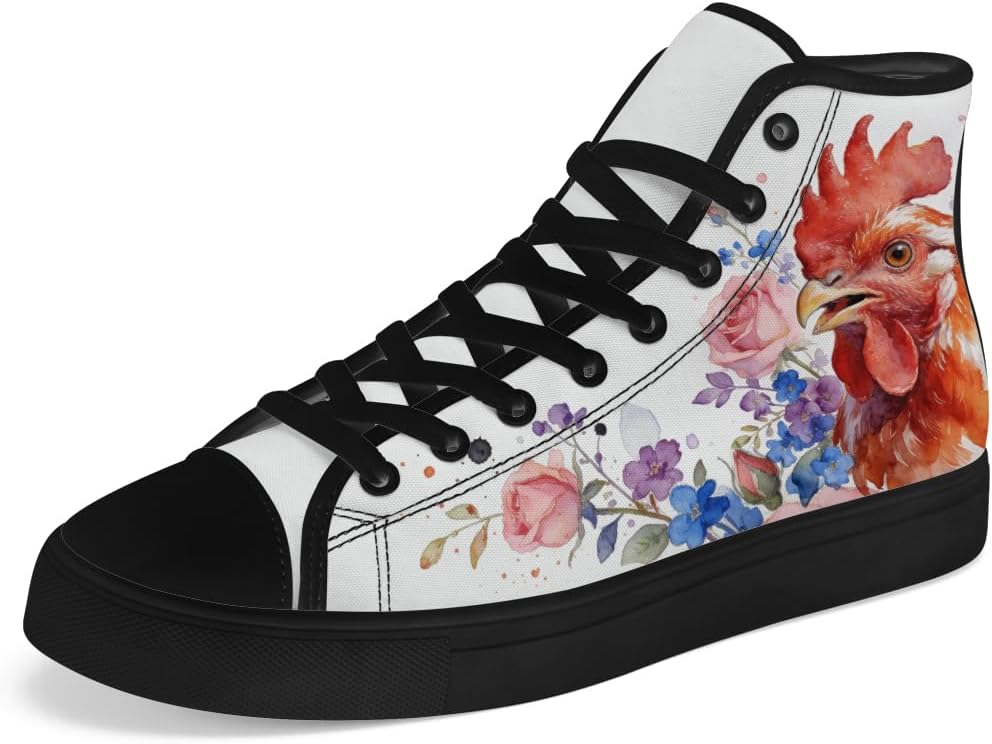 

Мужские и женские высокие кеды с канвой Rooster, высокие кроссовки на шнуровке, повседневная обувь Chebing, белый