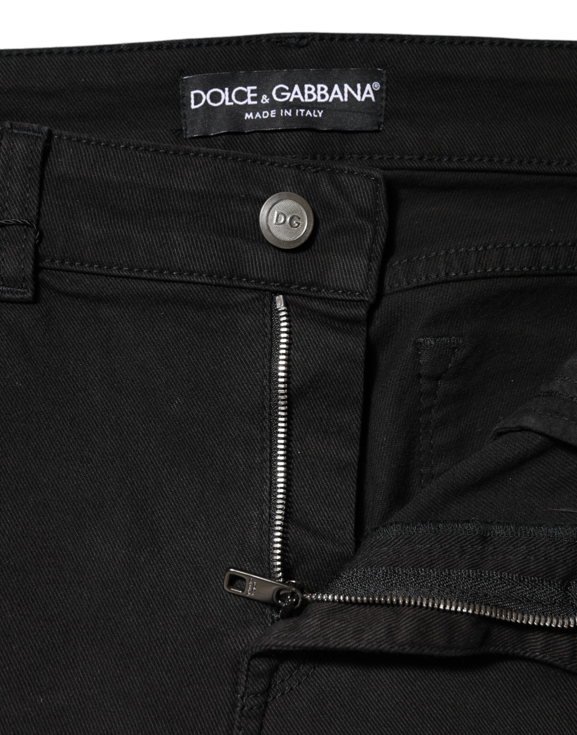Черные хлопковые джинсы со средней посадкой Dolce & Gabbana, Black — фото 4