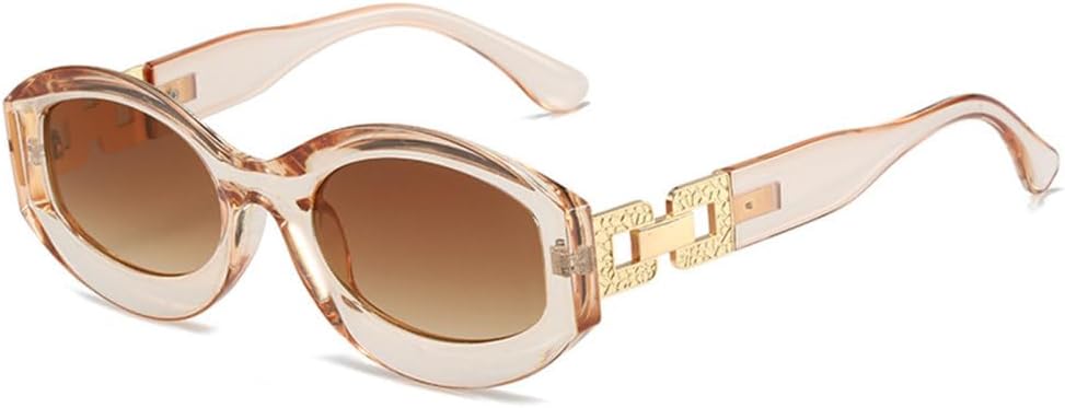 

Роскошные овальные солнцезащитные очки для женщин и мужчин, модные винтажные металлические очки с ажурной отделкой, защита от ультрафиолета UV400 MUTYNE, Champagne Tea