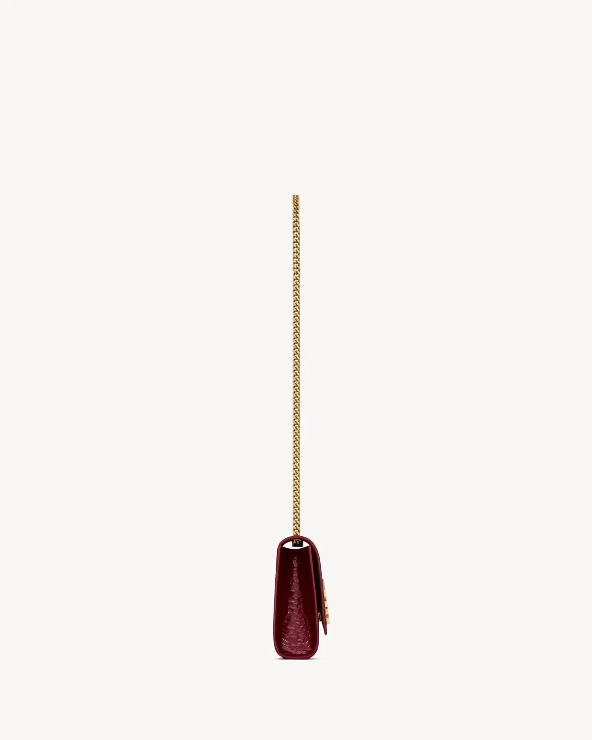 NEW KATE малый из лакированной кожи с тиснением под крокодила SAINT LAURENT, бордовый — фото 3