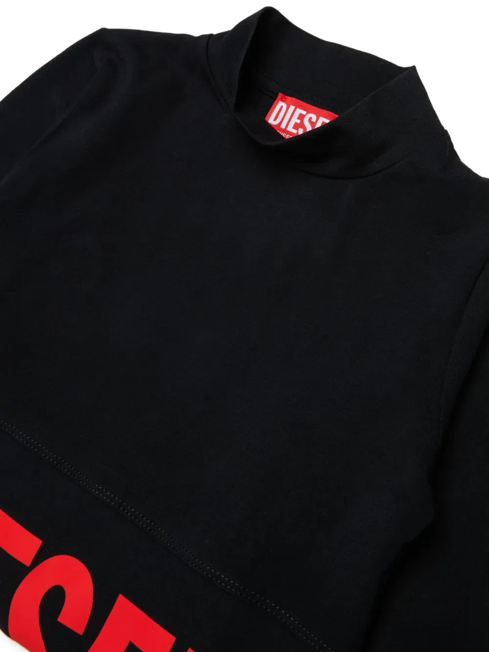 Укороченная футболка с логотипом Diesel Kids, черный — фото 3