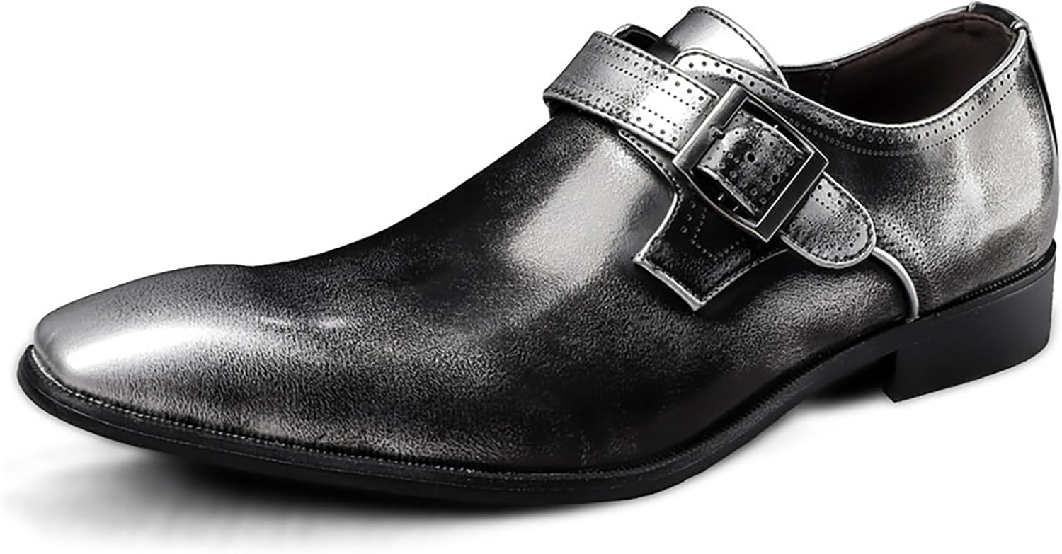 

Мужские кожаные лоферы SIYAKE с монк-ремнем и пряжкой, на застежке, повседневные деловые удобные оксфорды для вечеринок, свадеб и работы, серый