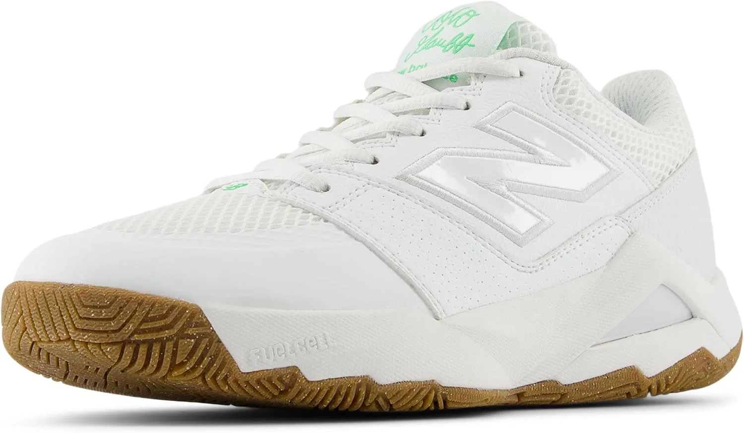 Кроссовки теннисные New Balance FuelCell Delray V2, белый/зеленое яблоко