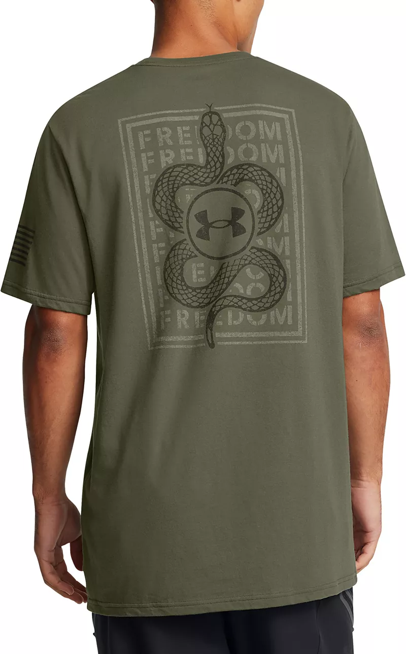

Мужская футболка Under Armour Freedom со змеей, цвет Marine Od Green/Black