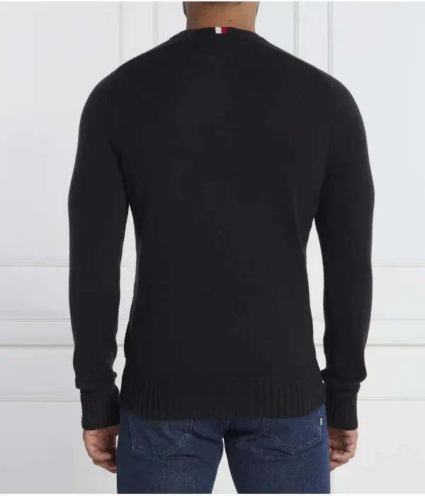 Шерстяной свитер с круглым вырезом из мериносовой шерсти MULTI HTR regular fit Tommy Hilfiger, черный — фото 4