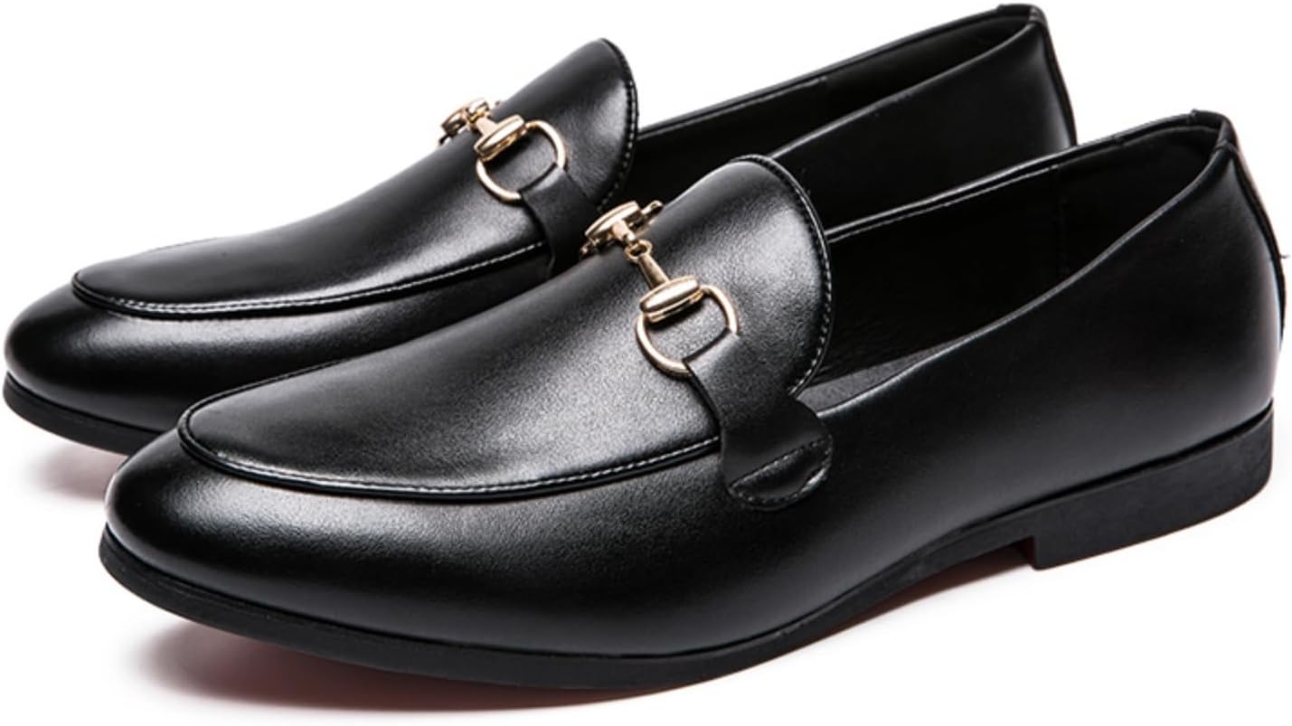 

Мужские стильные лоферы-слипоны, имитация кожи, лоферы с декоративными металлическими элементами, удобная повседневная обувь для ежедневного ношения и офиса Khwfjas, черный