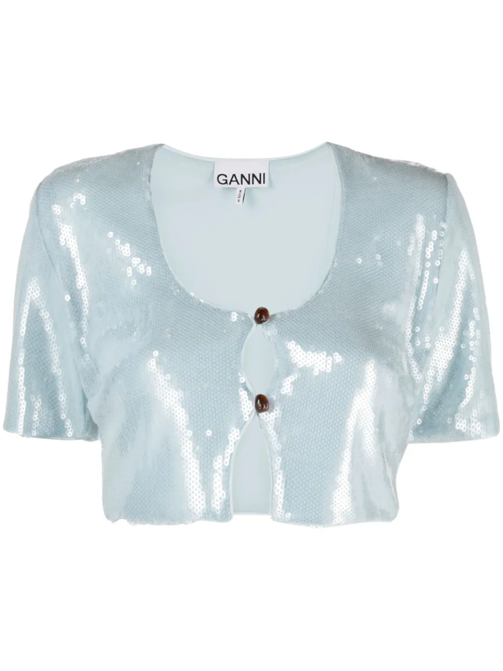 

Укороченная блузка с пайетками GANNI, синий