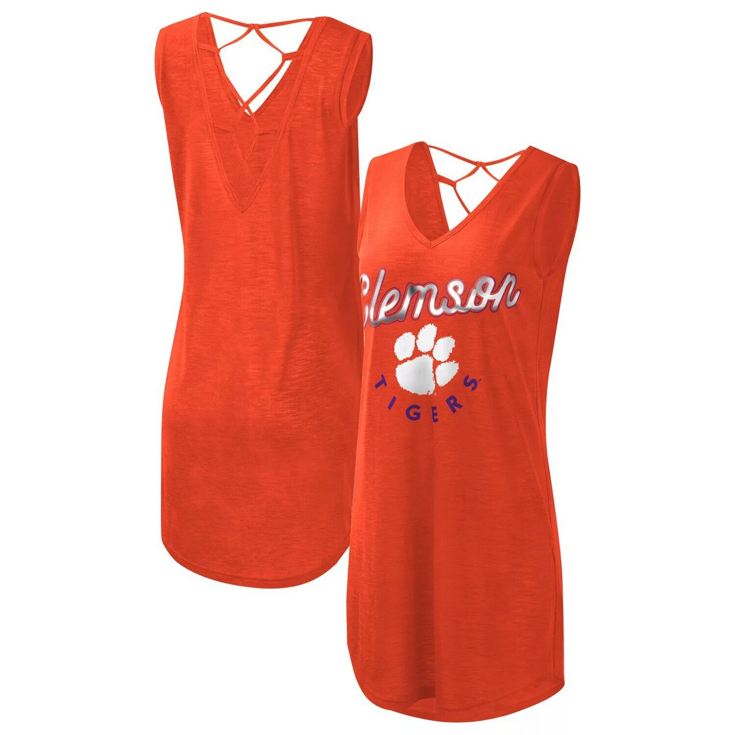 

Женское закрытое платье с v-образным вырезом G-III 4Her by Carl Banks Orange Clemson Tigers Game Time Burnout G-III