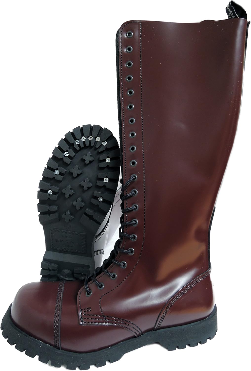 

Ботинки и подтяжки England для мужчин, 20 люверсов, оксблад, с защищенным стальным носком Boots & Braces England, темно-красный