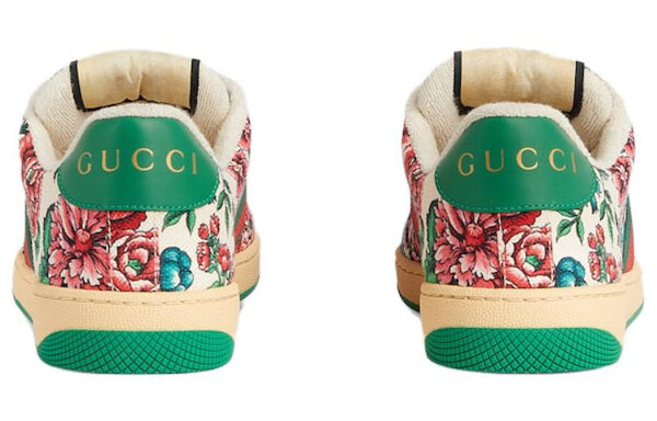Кроссовки screener floral print sneakers 'white pink green' Gucci, белый — фото 4