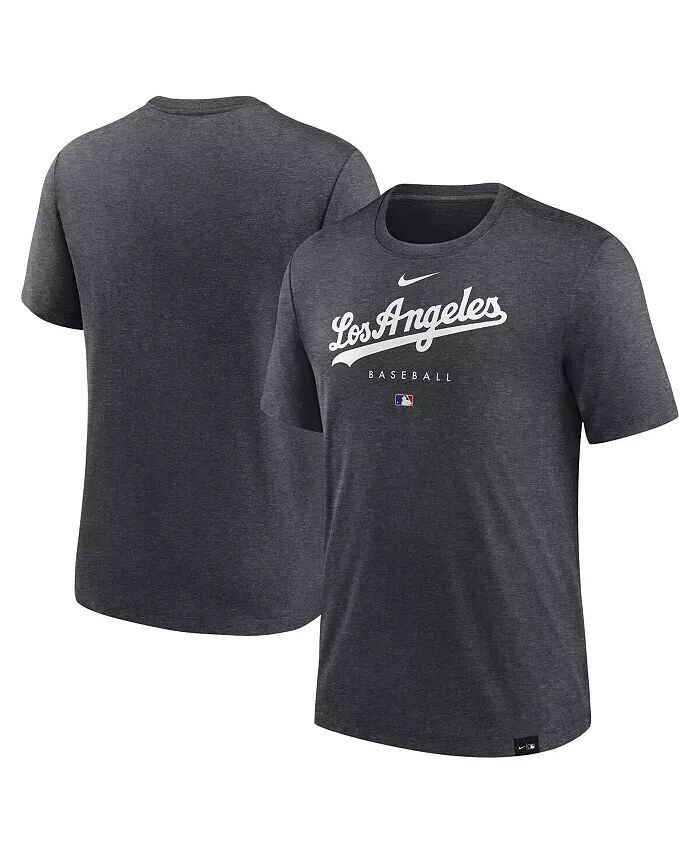 

Мужская футболка цвета угольно-серого цвета Los Angeles Dodgers Authentic Collection Early Work Tri-Blend Performance Nike, черный