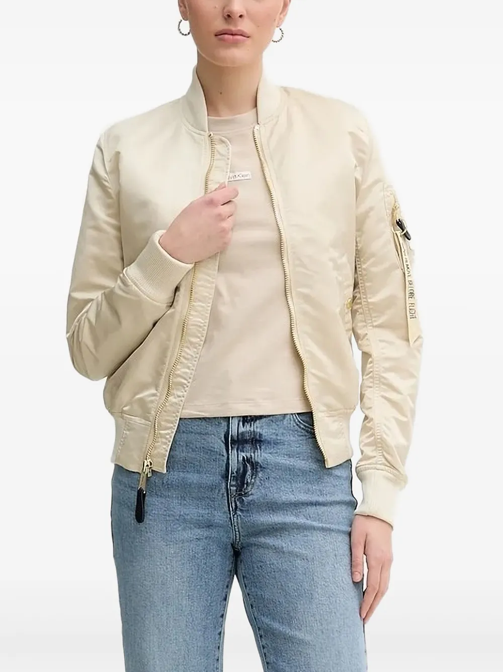 

Атласный бомбер Alpha Industries, бежевый