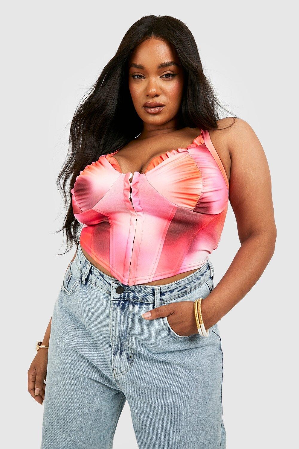 

Корсетовый топ с принтом крючки и глаза Boohoo, синий