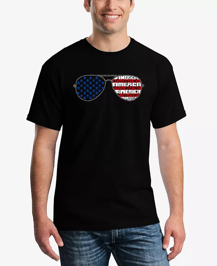 

Мужская футболка с принтом "Americana Sunglasses Word Art" LA Pop Art, черный
