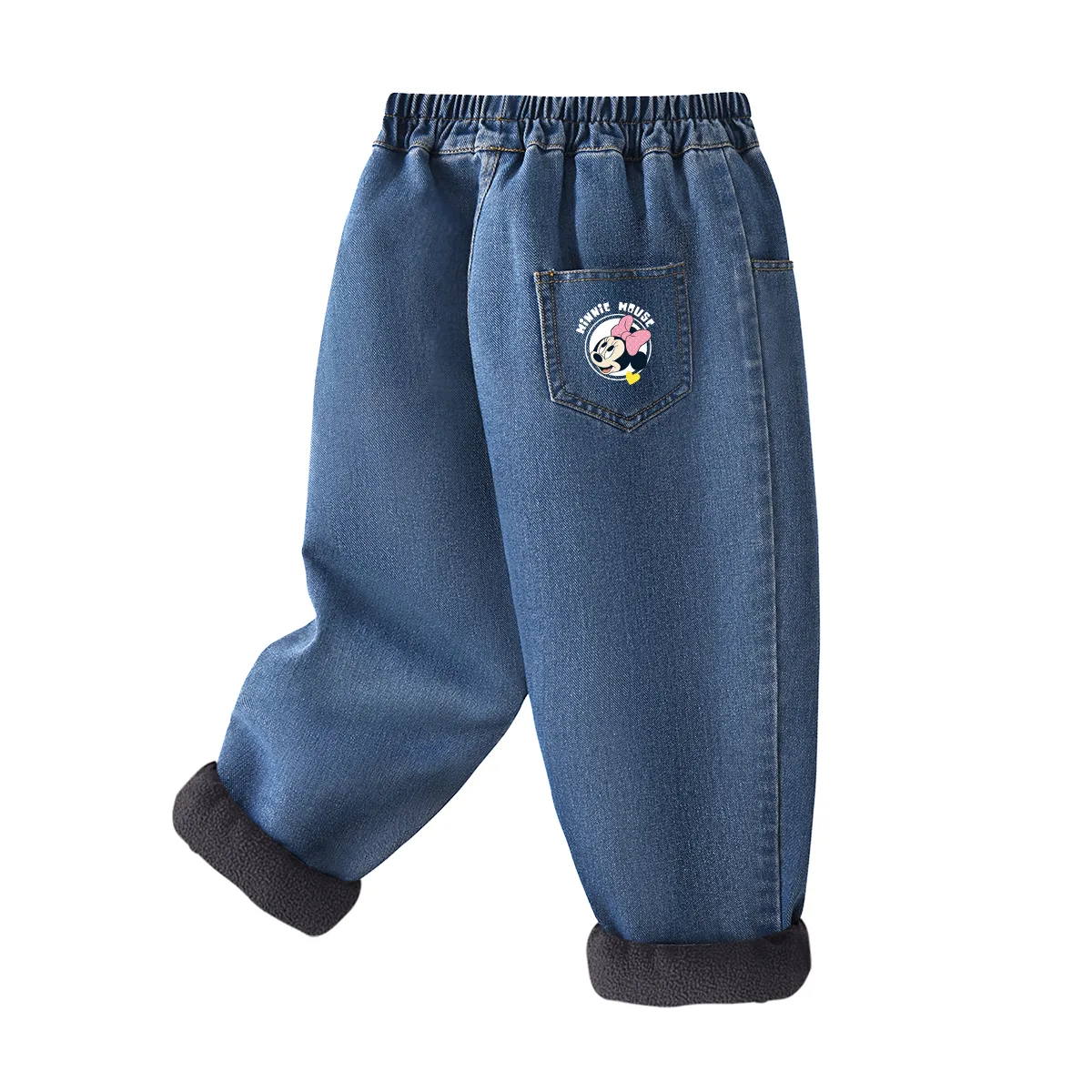 Детские джинсы утепленные с флисовой подкладкой Disney, [Thickened and Fleece-Lined]Di Dike K_Right Back Pocket Denim Light Blue