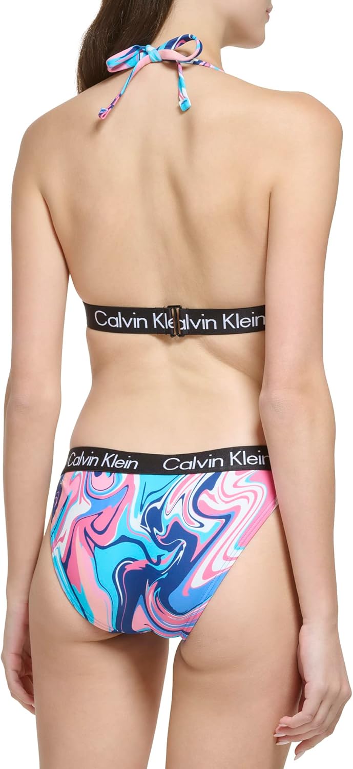 Женский комплект бикини Calvin Klein с заниженной талией и треугольными чашечками и логотипом, Paint Spill Logo — фото 3