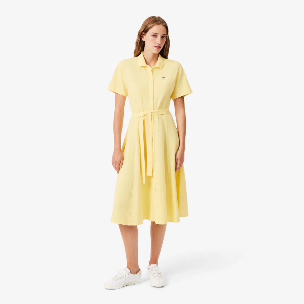 Платье-поло Lacoste Fit & Flare, светло-жёлтое