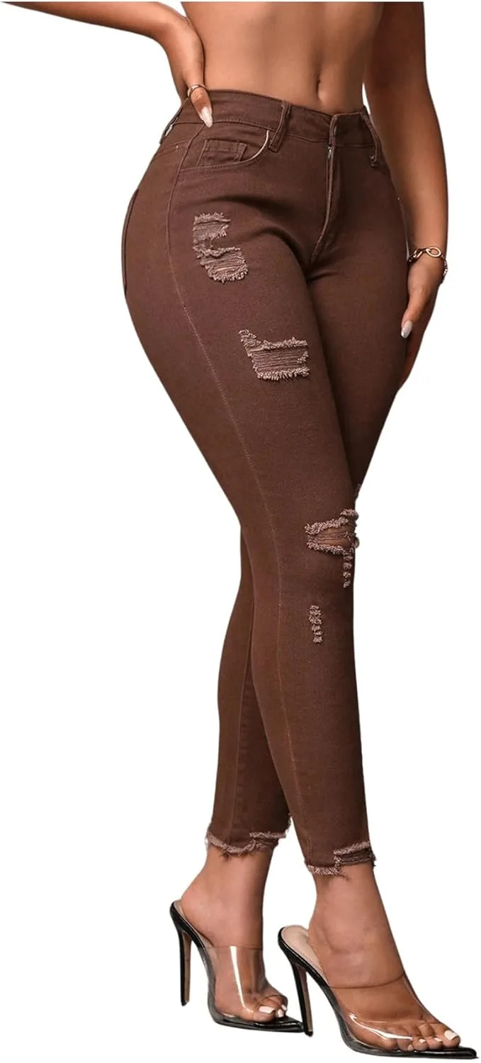 

WDIRARA Женские рваные джинсы скинни