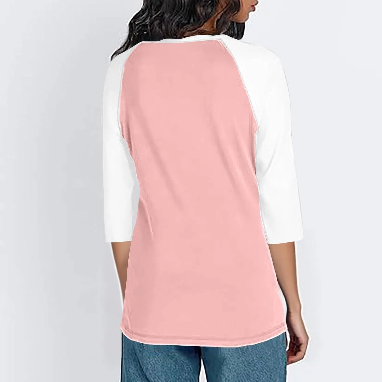 Блуза с рукавом 3/4, цветовая блокировка, Generic, Pink — фото 2