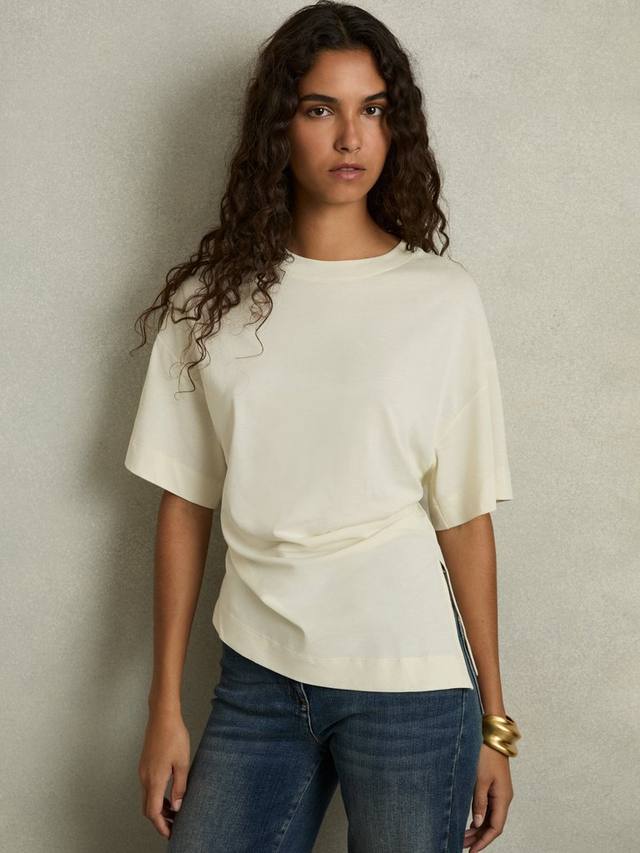 

Футболка с рюшами одри Reiss, слоновая кость